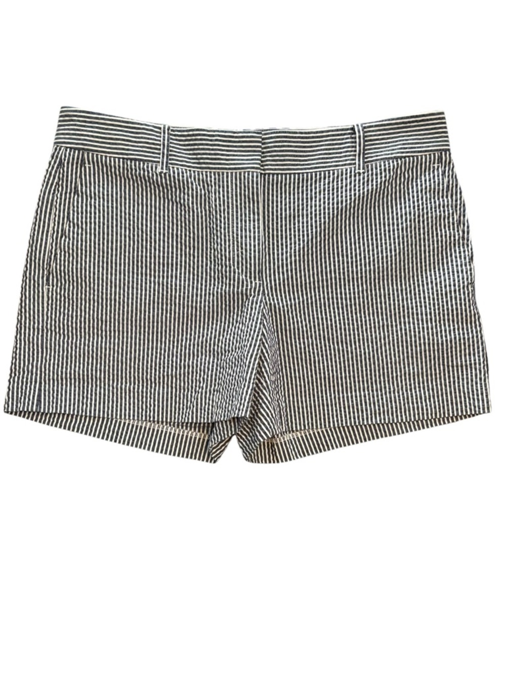 Ann Taylor Striped Seersucker Shorts | Size 8 | Blue White Coastal Preppy - Picture 6 of 6
